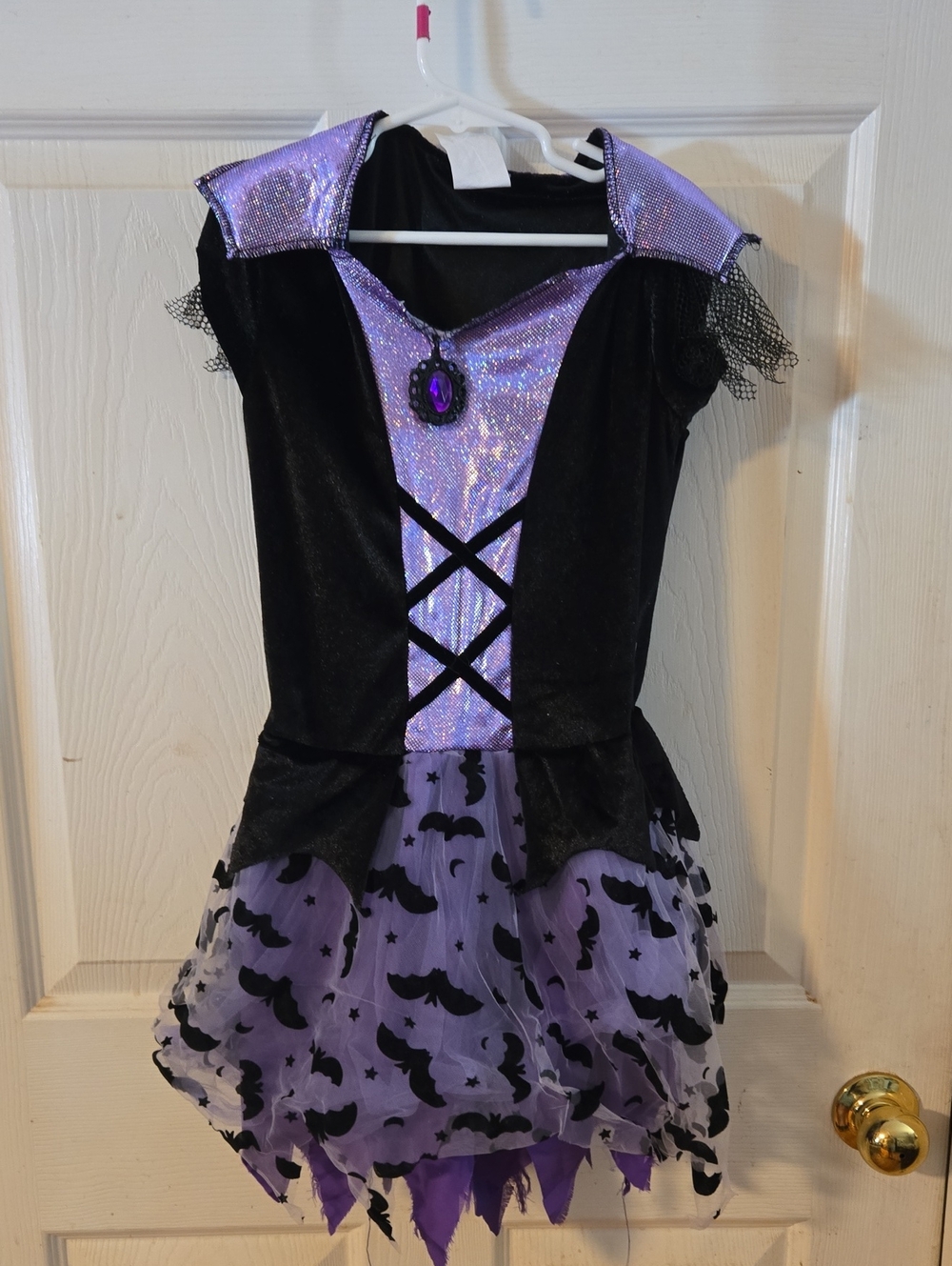 Purple and Black Kids Halloween Bat Dress Costume